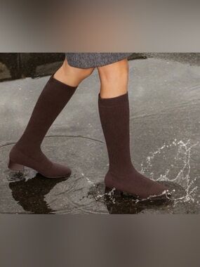Square-Toe Water-Repellent Wool Knee High Boots (Tara Pro)